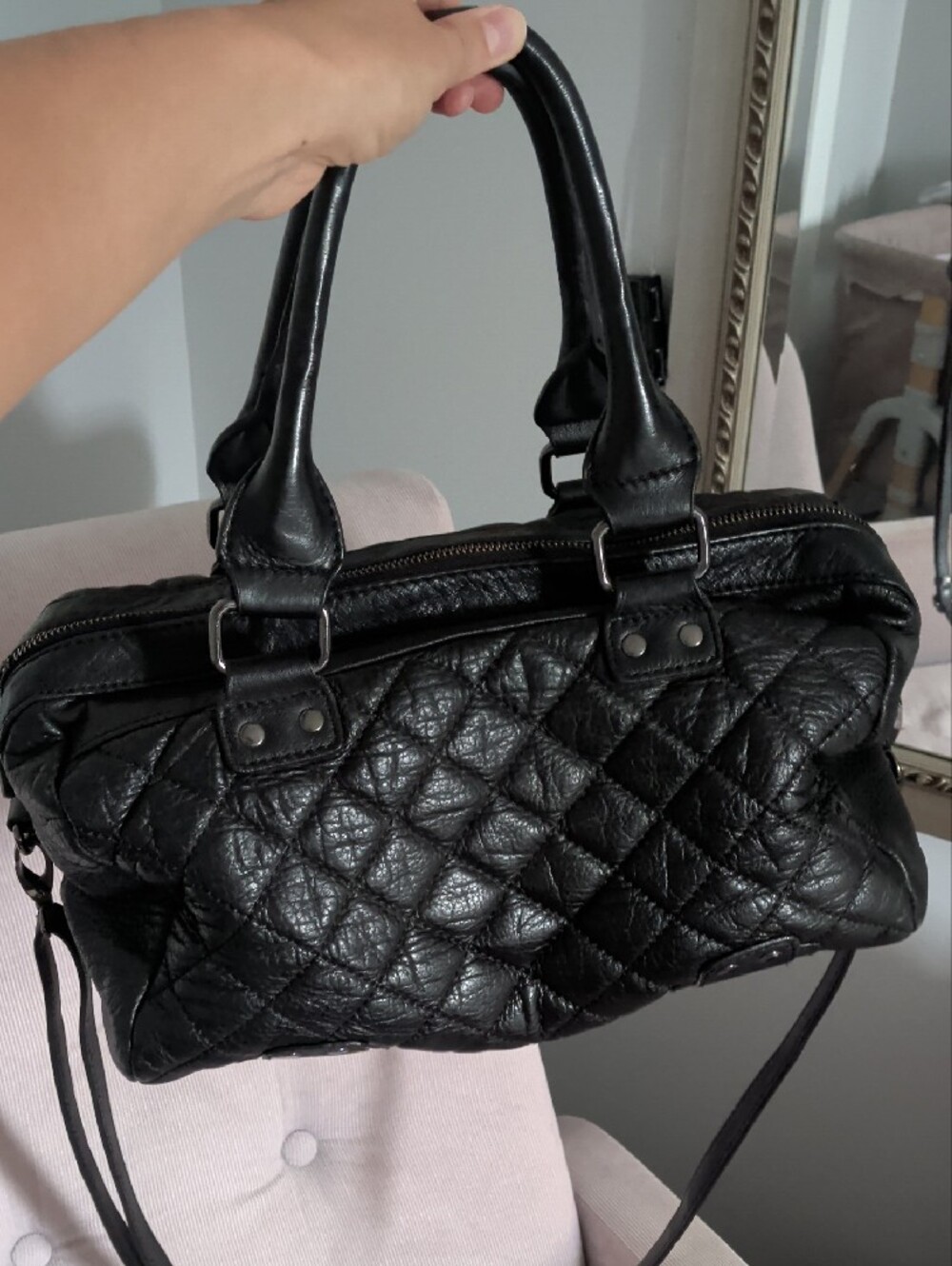 Paul & Joe Sister Black Quilted Leather Satchel Handbag